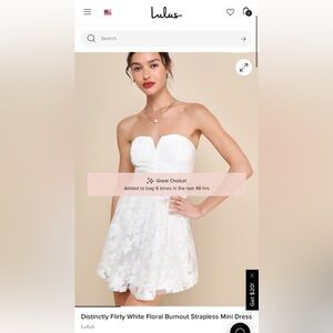 Lulu's White Strapless Floral Dress